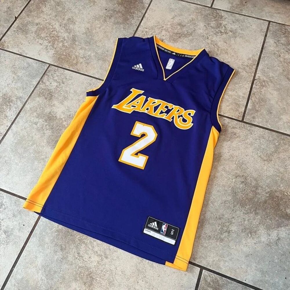 Adidas Los Angeles Lakers Lonzo Ball #2 Purple Gold NBA Jersey Size Small
